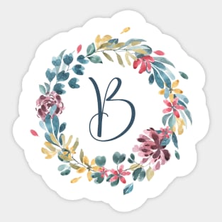 Floral Monogram B Colorful Full Blooms Sticker